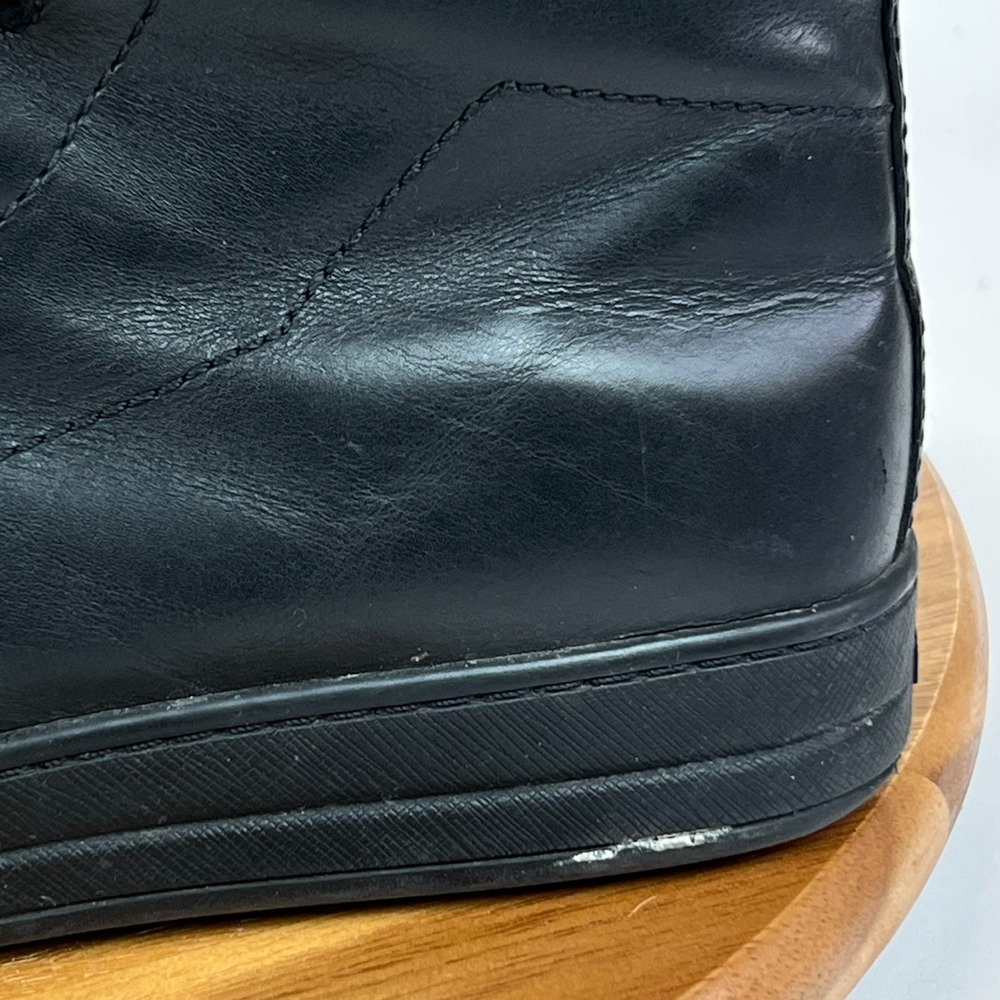 Womens Prada Sport Black Leather Shearling‎ High Top Hidden Wedge Sneakers EU 36 - Picture 3 of 12